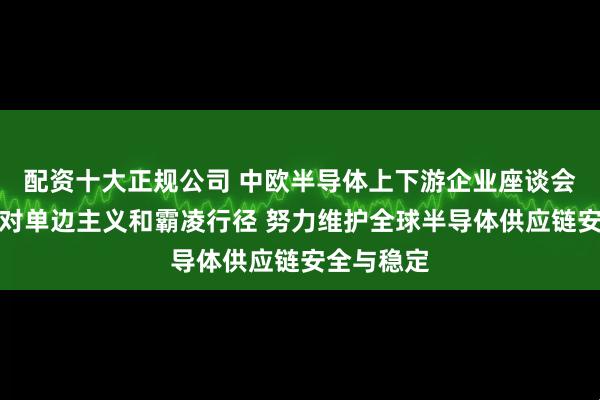 配资十大正规公司 中欧半导体上下游企业座谈会：坚决反对单边主义和霸凌行径 努力维护全球半导体供应链安全与稳定